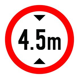 4.5m height limit sign