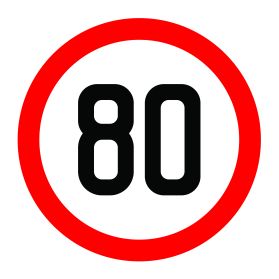 80km per hour speed limit sign