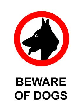 Beware of dogs sign