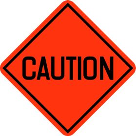 Construction caution sign