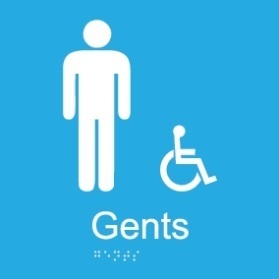 Gents male toilets acrylic blue braille sign