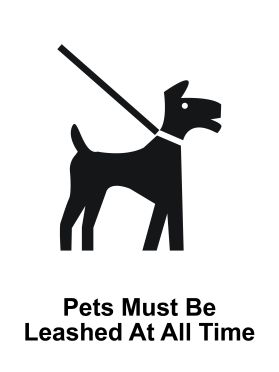 Pets must be leashed sign