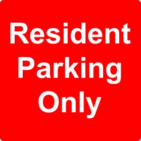 Resident parking only sign