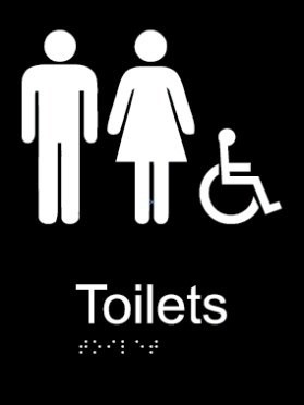 Toilets acrylic black braille sign